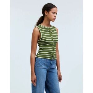Madewell Stripe crewneck cardigan tank